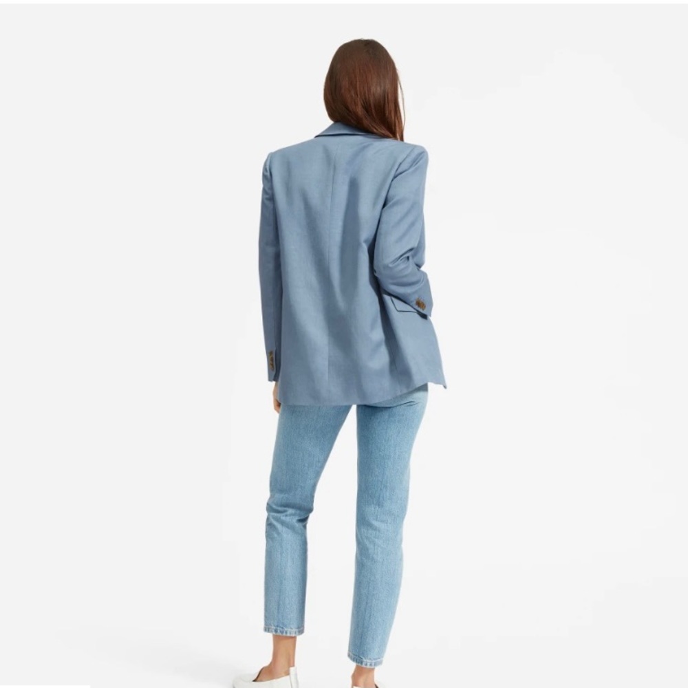 Everlane The Cotton-Linen Blazer Size 8 Blue - Picture 2 of 12